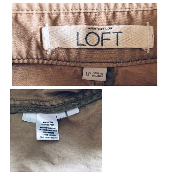 Ann Taylor LOFT Womens Large Petite Lightweight Cinch Waist Utility Jacket Khaki - Picture 3 of 8